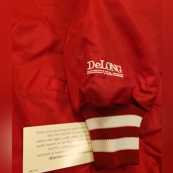 Vintage DeLong Varsity Jacket Mens Size XL Made in USA New Blank Red - Picture 4 of 8